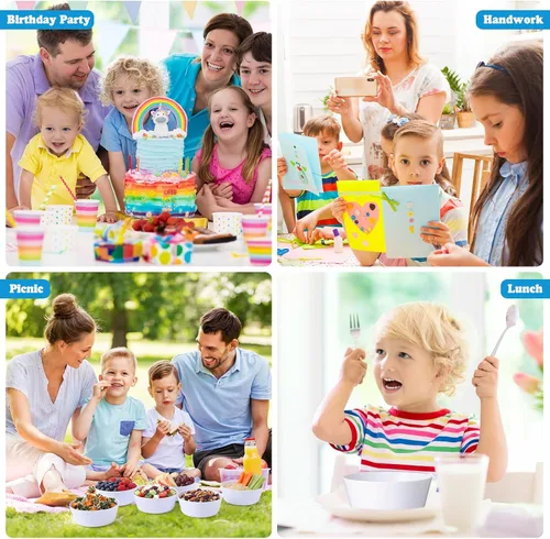 Miniatura 6 de Irenare 48 cuencos pequeños de plástico para niños, 10 onzas, aperitivos de cereales, cuencos para niños pequeños, aptos para microondas