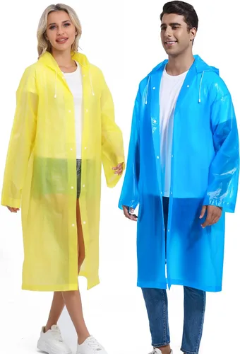 Miniatura 112 de 2 abrigos de lluvia de Borogo para adultos, chaquetas de lluvia reutilizables para hombres y mujeres
