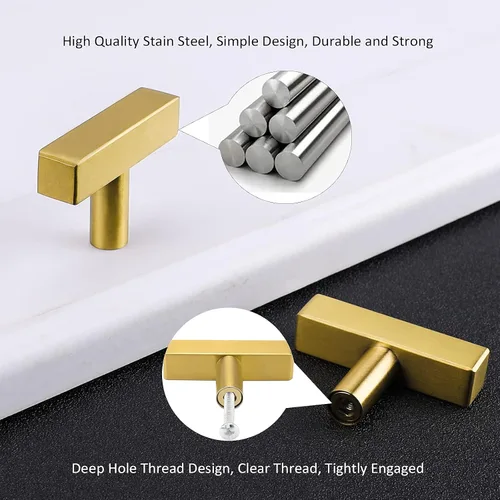 Miniatura 3 de Goldenwarm LS1212GD - Paquete de 15 tiradores de latón cepillado para cajones de cocina, manijas de acero inoxidable para cajones de cocina LS1212GD