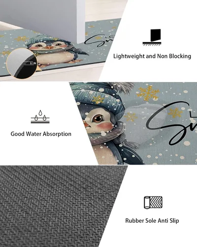 Miniatura 2 de Tapete de baño de Navidad para bañera, antideslizante, de secado rápido y absorbente, tierra de diatomeas, fregadero, dormitorio, cocina, lavable