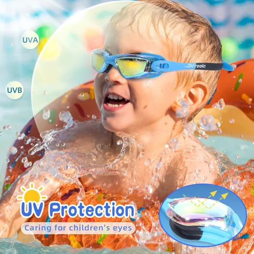 Miniatura 6 de Freela Gafas de natación para niños, paquete de 2 gafas de natación para niños de 3 a 14 años, gafas de natación para niños y niñas, antivaho