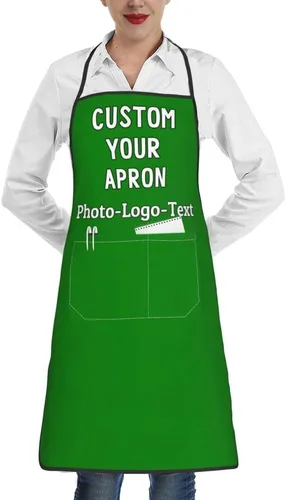 Miniatura 32 de Delantales personalizados para adultos, delantal personalizado con logotipo de foto, delantal impermeable con 2 bolsillos