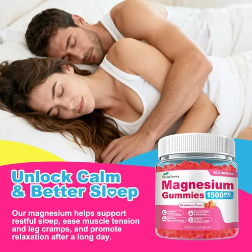 Miniatura 4 de Gomitas de magnesio de 180 unidades, suplemento de magnesio de alta absorción para adultos y niños, apoyan la calma y la salud muscular, sin azúcar