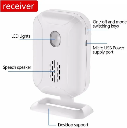 Miniatura 8 de HENDUN Timbre de puerta con sensor de movimiento, timbre de puerta para negocios, monitor de zumbador de bienvenida de tienda, alerta de entrada