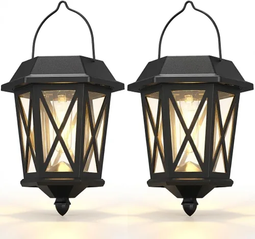 Miniatura 9 de Farol solar impermeable para exteriores, luces solares de metal para exteriores con vidrio transparente, luces LED de energía solar, montaje