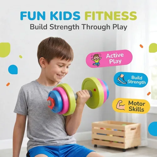 Miniatura 5 de Juego de Pesas de Mancuernas de Entrenamiento para Niños - Equipo de Gimnasio de Juguete para Niños Pequeños para Juego de Simulación