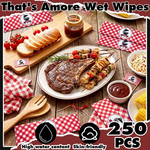 Miniatura 4 de Siifert Siifert 250 Pcs Baby Q Wet Wipes Bulk Barbecue Hand Wipes Individually Disposable Cleaning Wrapped Hands Grill for Outdoor Crawfish Seafood