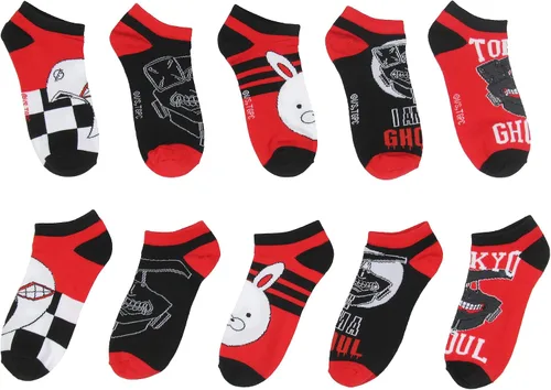 Miniatura 3 de Bioworld Tokyo Ghoul Socks - Calcetines tobilleros para adultos, 5 pares de máscaras de anime que no se ven, Varios
