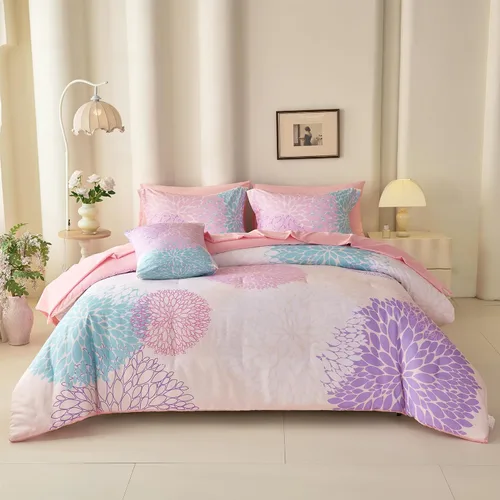 Miniatura 31 de Koniroom Juego de Edredón Twin - Juego de Edredón Floral Reversible Tamaño Twin, 2 Piezas Bonito Juego de Cama Twin de Flores y Plantas para Todas