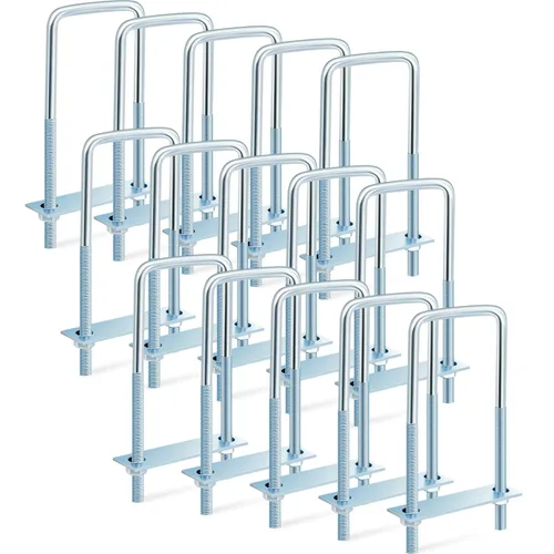 Miniatura 13 de Dunzy 6 pernos cuadrados en U chapados en zinc, perno en U de acero al carbono resistente, suministros industriales y científicos para tubo