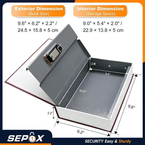 Miniatura 2 de SEPOX® Twins Caja Fuerte con Forma de Libro, Caja de Seguridad con Cerradura de Combinación Premium - Segura para Dormitorio y Versátil - Cubierta