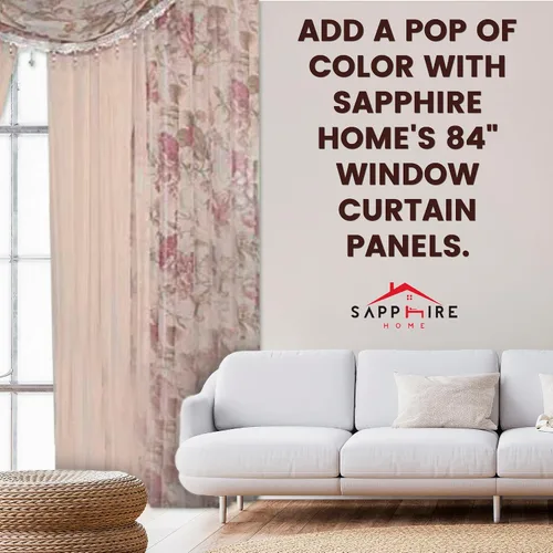Miniatura 2 de Sapphire Home Cortinas traslúcidas – Juego de 4 paneles de dos tonos con cenefa y alzapaños, 55 x 63 pulgadas, cortina ligera filtrante de luz