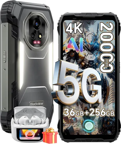 Blackview XPLORE 2 Gemini AI 5G - Teléfono resistente con proyector, Dimensity 8300 Android 15 6.73" 3.2K AMOLED 20000mAh/120W 36GB+256GB T-Mobile,