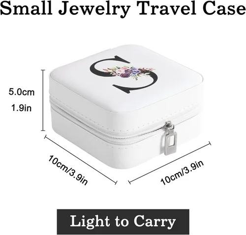 Miniatura 5 de Parima Joyero de viaje para niñas, joyero azul con inicial L, mini joyero de viaje para niñas, joyero para niñas, accesorios de viaje