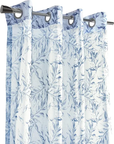 Miniatura 3 de Jennifer - Cortina transparente con ojales y estampado botánico, 52 x 84 pulgadas, color gris