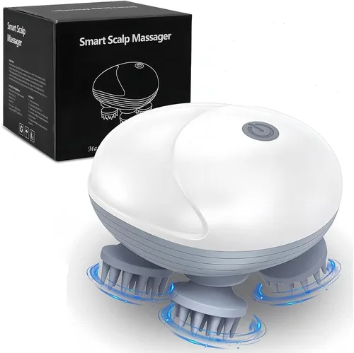 Miniatura 8 de Masajeador de mano mejorado para mascotas para perros y gatos, masajeador eléctrico para gatos con 4 cabezas giratorias, tres modos, para aliviar