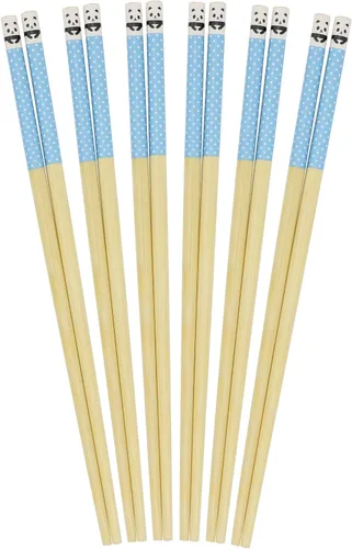 Miniatura 30 de BambooMN Palillos japoneses reutilizables de bambú premium, estampado floral, 9.5 pulgadas, color azul, 6 pares