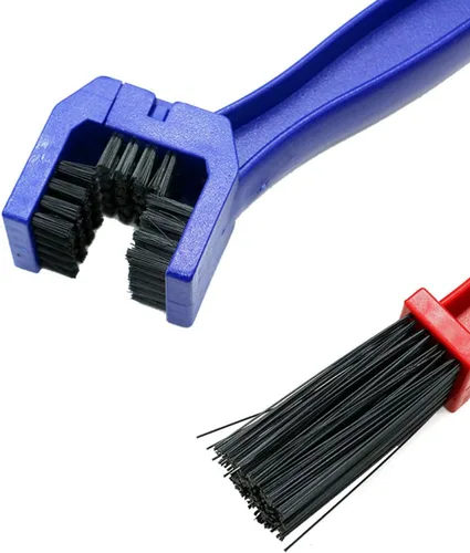 Miniatura 4 de Lavadora de cadena de bicicleta o motocicleta, cepillo de limpieza 2 piezas (color, azul y rojo)