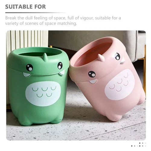 Miniatura 9 de Ciieeo Bote de basura de plástico rosa abierto, 12 pulgadas, forma de animal lindo