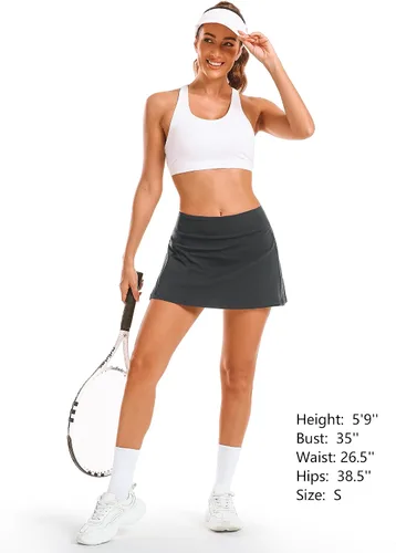 Miniatura 4 de Stelle Faldas de tenis y golf para mujer, cintura alta con bolsillos, pantalones cortos interiores para atletismo, deportes, correr, pickleball