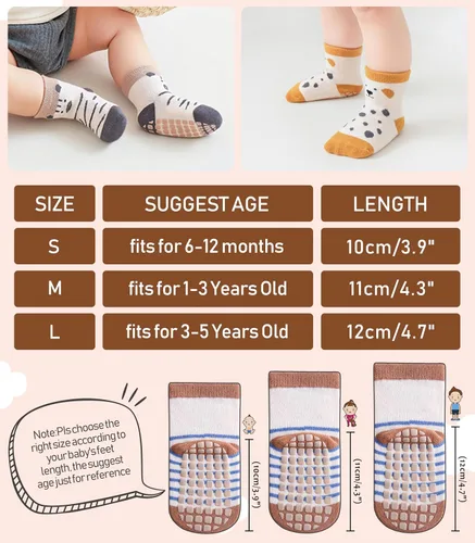 Miniatura 6 de LANLEO Calcetines para bebé y niños pequeños con agarre, calcetines antideslizantes para bebés, niñas y niños, con pinzas, de 6 meses a 5 años
