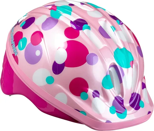 Schwinn Casco clásico de bicicleta para niños, lunares morados, casco para niños de 1 a 3 años, ultraligero, dial ajustable, cobertura completa con