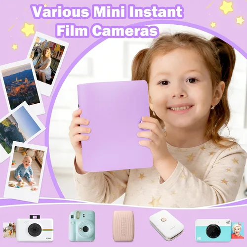 Miniatura 5 de Ruibytree Mini álbum de fotos con 256 bolsillos para cámara instantánea Fujifilm Instax Mini 12, 11, 9, 8+ 8, LiPlay, álbum de imágenes para Morado