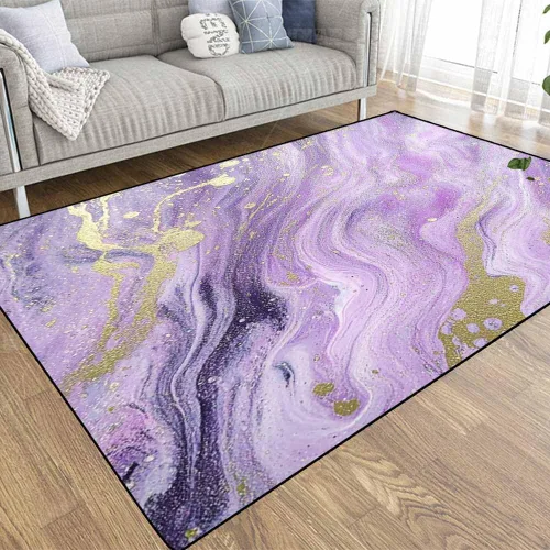 Miniatura 32 de TOMWISH - Alfombra abstracta pintada a mano en blanco y negro con pintura dorada, sala de estar, dormitorio, decoración de suelo, alfombra