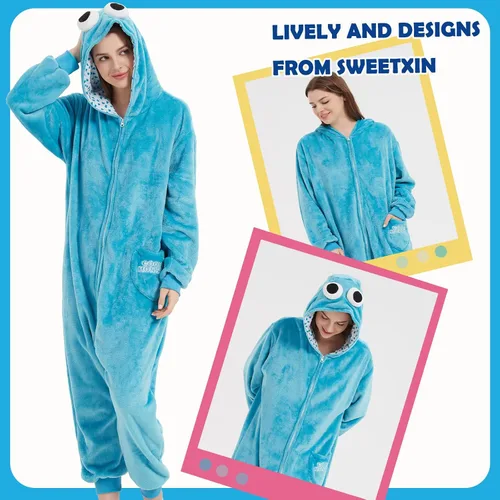 Miniatura 4 de SWEETXIN Pijama unisex para adultos, disfraz de Halloween, Navidad, cosplay para mujeres y hombres