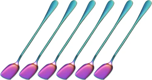 Miniatura 10 de uxcell Juego de 6 cucharas de helado de acero inoxidable, cucharas de yogur de 7.5 pulgadas, cucharas de postre, cucharas de pastel para el hogar