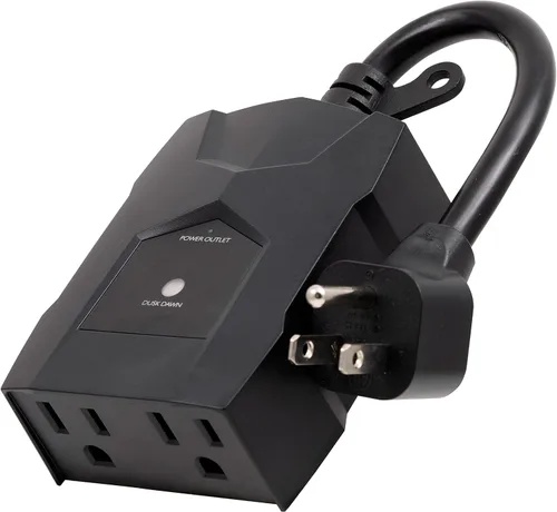 UltraPro Temporizador de Enchufe para Exteriores - Sensor de Anochecer a Amanecer, Temporizador de Luz de Doble Enchufe, Resistente a la Intemperie,