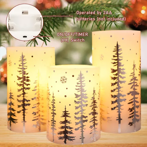 Miniatura 7 de Velas LED sin llama de copo de nieve con control remoto y temporizador, velas de vidrio electrochapado operadas por batería, velas LED parpadeantes