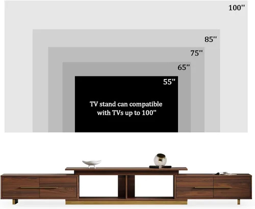 Miniatura 4 de Soporte de TV extensible, consola de TV moderna para TV de hasta 100 pulgadas, centro de entretenimiento de longitud ajustable, consola multimedia