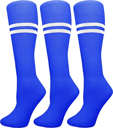 Winterlace Calcetines de fútbol para niños, 3 pares para niños y niñas, jóvenes, hasta la rodilla, atléticos, deportes, fútbol, gimnasio, paquete