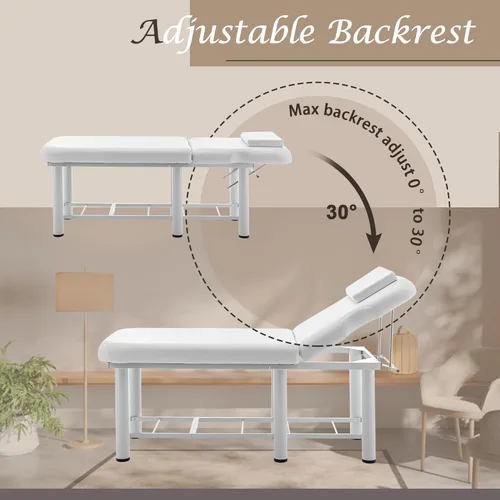 Miniatura 3 de Hohuqeri Cama de masaje profesional de 73 pulgadas, mesa de tratamiento de terapia física estacionaria, cama de salón con reposacabezas extraíble
