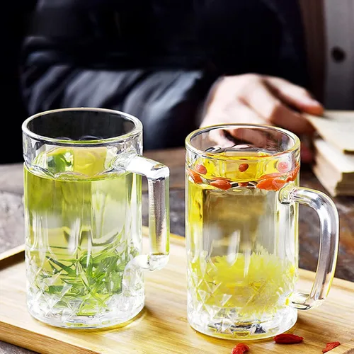 Miniatura 6 de Jarras de Cerveza de 20 OZ, Vasos de Cerveza Alemanes Transparentes Grandes y Altos con Asa para Hombres, Juego de 2