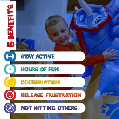 Miniatura 9 de INFLATABLE DUDES Dinosaurio - Saco de boxeo para niños Ya lleno de arena Bolsa Bop Juguete de boxeo inflable Saco de boxeo para niños Blue
