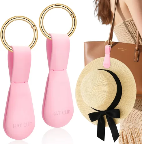 Miniatura 43 de Clip magnético para sombrero para viajes, 2 soportes de silicona color caqui claro para bolsos, bolsos, equipaje y sombreros de playa, clip