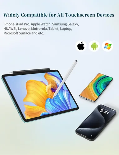 Miniatura 6 de Lápiz óptico para pantalla táctil, cuerpo magnético y diseño giratorio para punta de disco oculta, lápiz óptico 2 en 1 para Apple/iPhone/iPad