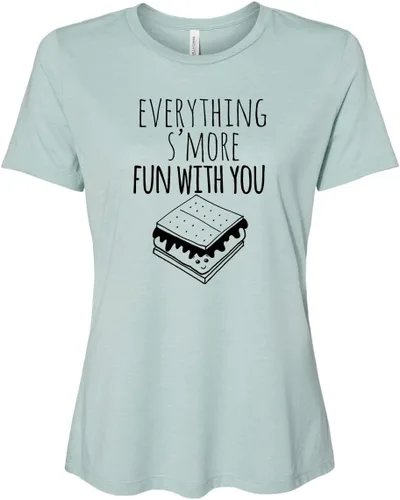 Miniatura 16 de Cute Women's Screen Printed Crew Neck Tee, Shirts With Sayings, Dusty Blue or Olive