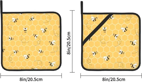 Miniatura 2 de Juego de 2 soportes para ollas de abeja de panal para cocina, resistentes al calor, forro de algodón, almohadillas calientes para cocina, mostrador