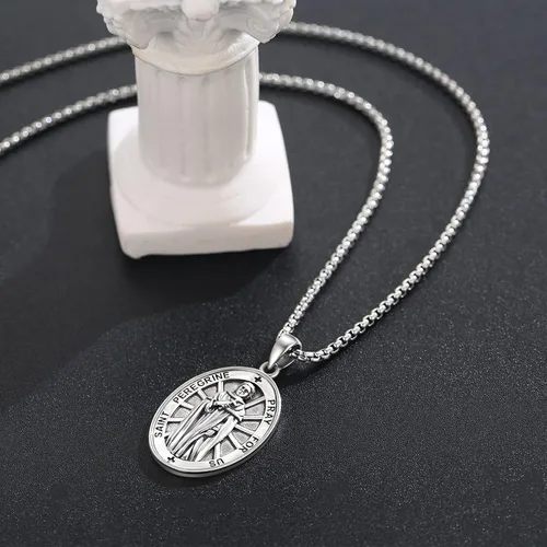 Miniatura 367 de Collar de plata de ley 925 con medalla de San Patrón, colgante de protección católica, amuleto, joyería religiosa para hombres y mujeres