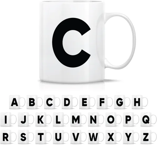 Miniatura 26 de Retreez Taza con monograma con monograma del alfabeto de la A a la Z con inicial, tazas de café de cerámica de 11 onzas – Agradecimiento