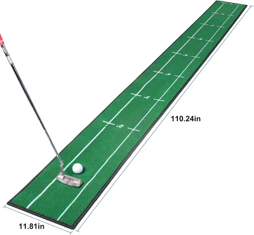 Miniatura 7 de Alfombrilla de golf para interior y exterior, profesional, práctica de golf, verde, con marcador de distancia, respaldo antideslizante, accesorios