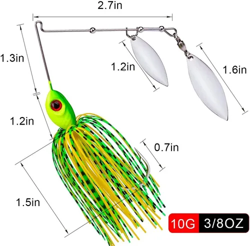 Miniatura 5 de Spinnerbait - Señuelo de pesca de metal duro, kit de cebos giratorios para lubina, trucha, lucio, salmón, lucioperca, agua dulce y salada, 5