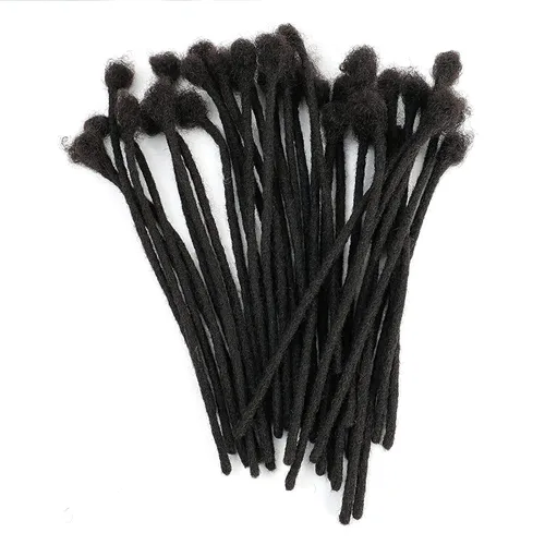 Miniatura 34 de Extensiones de cabello humano Loc de 0.2 cm de ancho, 4 pulgadas, 30 hebras, negro natural 100% completamente hechas a mano, extensiones