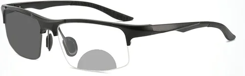 Gafas de lectura bifocales fotocromáticas para hombres Aluminio magnesio deportes transición lupa presbicia gafas de sol lectores Negro