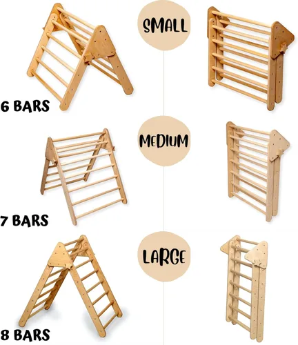 Miniatura 8 de Montessori Triángulo de escalada de madera para niños Marco de escalada plegable para interiores para niños y niños pequeños Equipo de parque