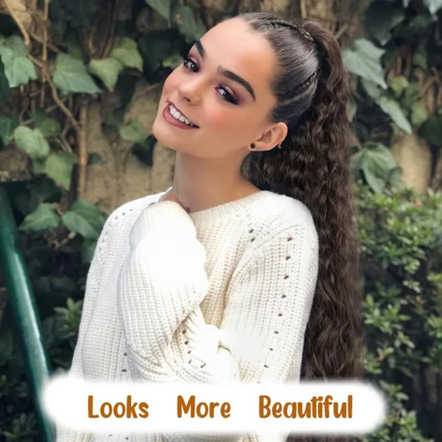 Miniatura 5 de rosmile Extensión de cola de caballo con ondas de maíz, alrededor de 26 pulgadas de largo, rizada, ondulada, extensión de cola de caballo sintética