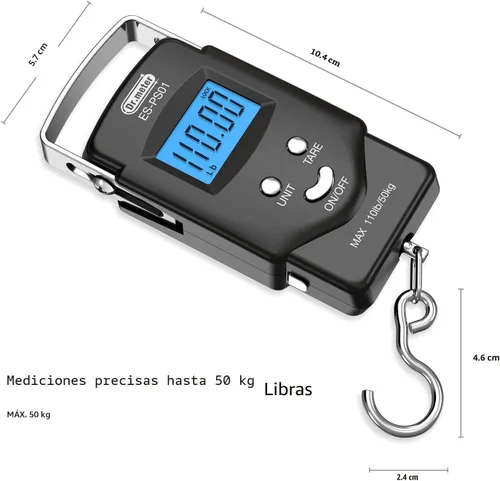 Miniatura 6 de Dr.meter Báscula de Pescado Báscula de Equipaje Equipo de Pesca - 110lb Pantalla LCD Digital Retroiluminada con Cinta Métrica Incorporada - Báscula